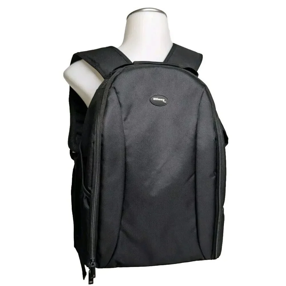 Ultimax Camera DSLR Padded Backpack / Bag Pockets Hoop N Loop Black